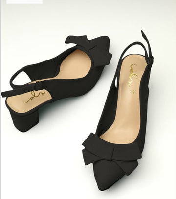 Elegant Women's Black Bow Slingback Heels