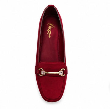 Elegant Red Velvet Loafers for Women