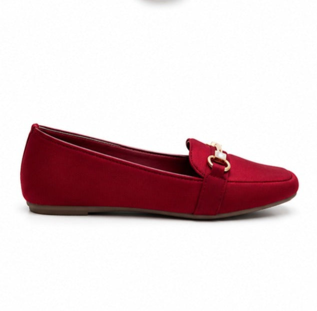 Elegant Red Velvet Loafers for Women