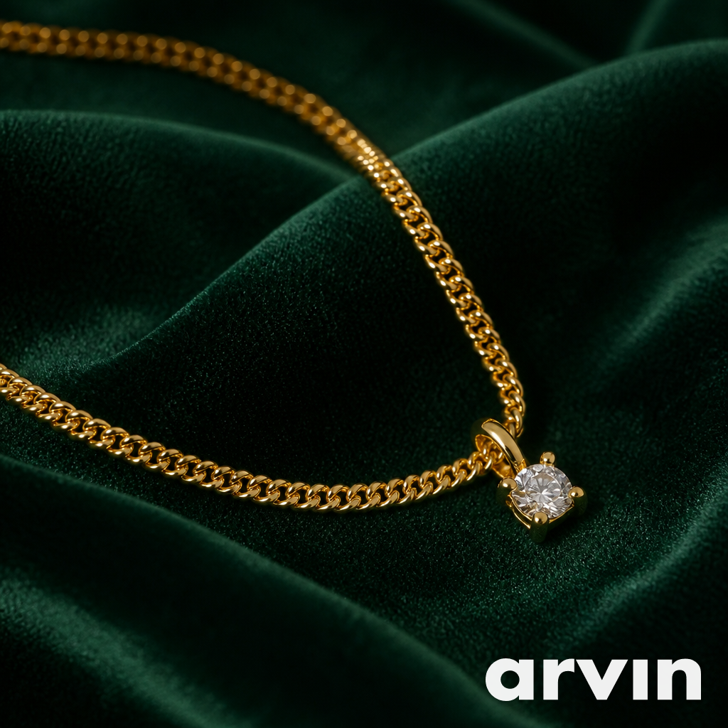 Hania Inspired Viral Solitaire Pendant Necklace – Premium Gold Plated | Zircon Stone